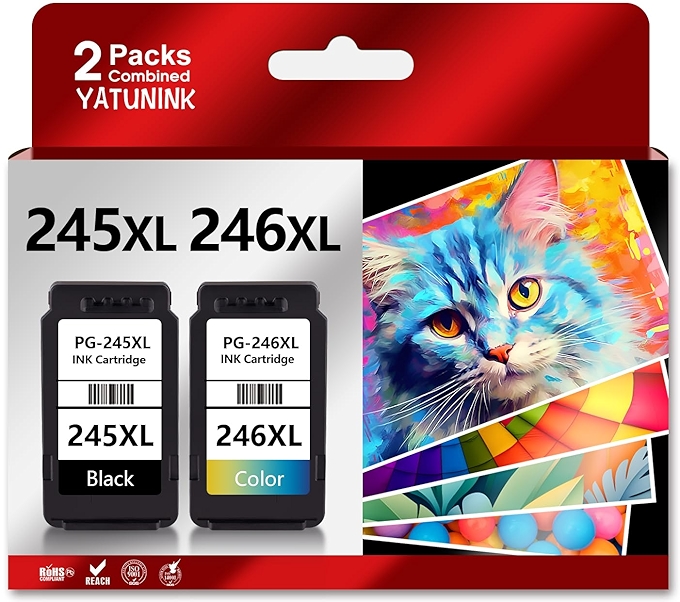 YATUNINK佳能245XL/246XL墨盒套装兼容MX490 MX492 TR4520 MG2500系列多功能打印机