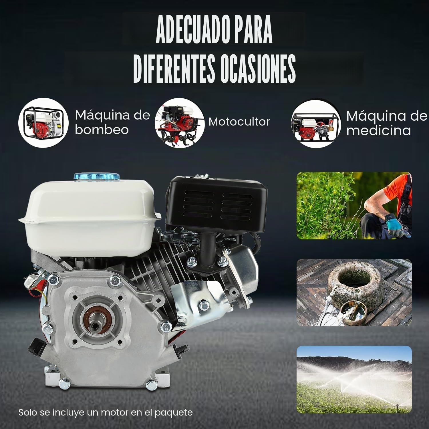 VOBOR Motor de Gasolina OHV,Motor de Gasolina Universal de 4 Tiempos,168f Motor de Gasolina de Disipación Rápida de Calor,6.5hp/4.8kw,Generador de Arranque por Tracción con 20 Mm de Diámetro
