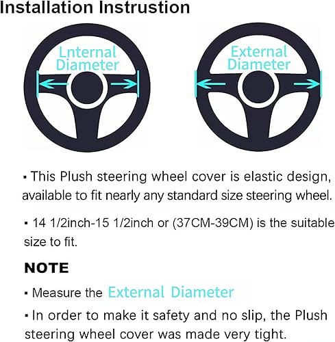 Miniatura 8 de GXT Funda mullida para volante, para hombre y mujer, universal, de 15 pulgadas, para volante (metros poco profundos)