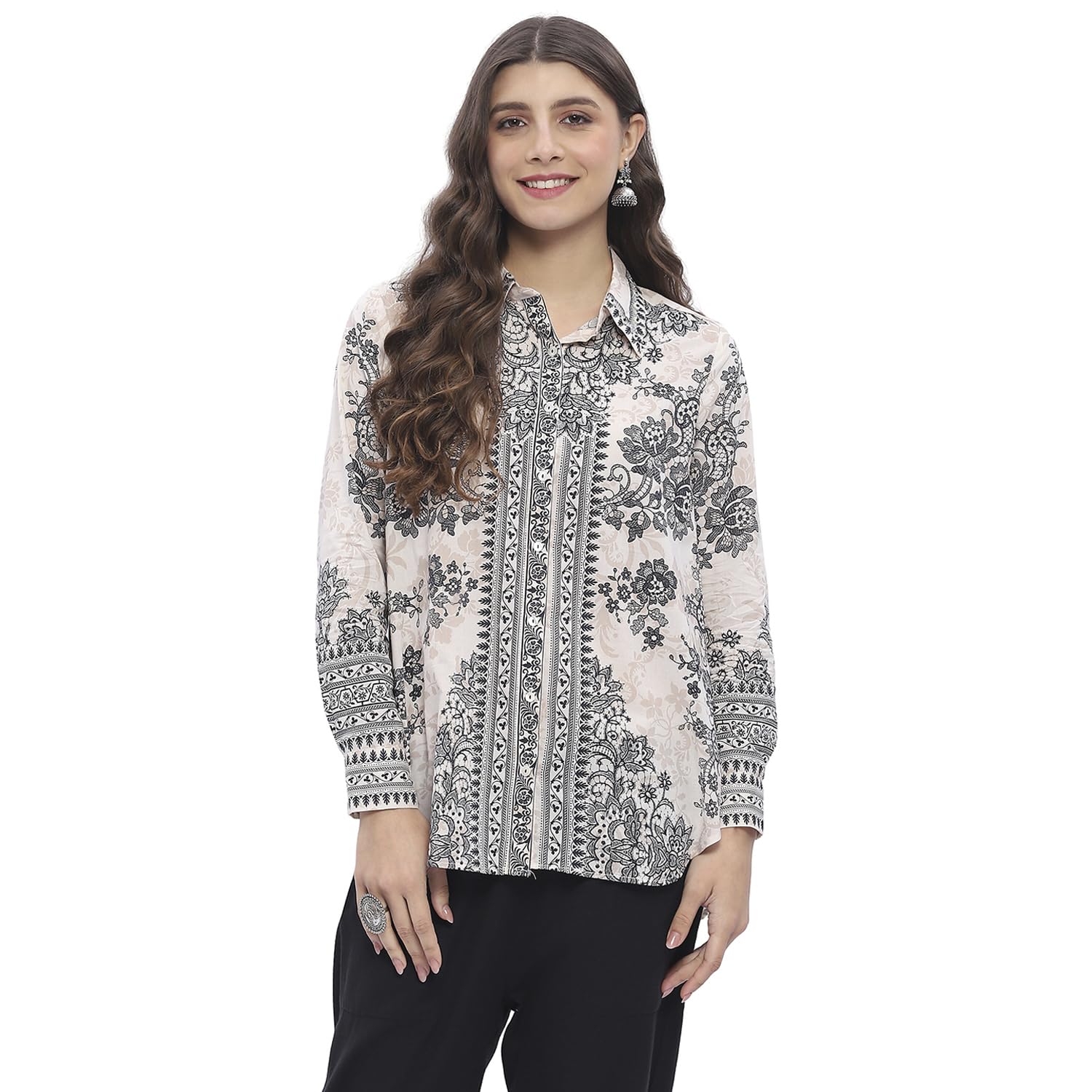 biba Women Cotton Straight Printed Shirt-picture-34