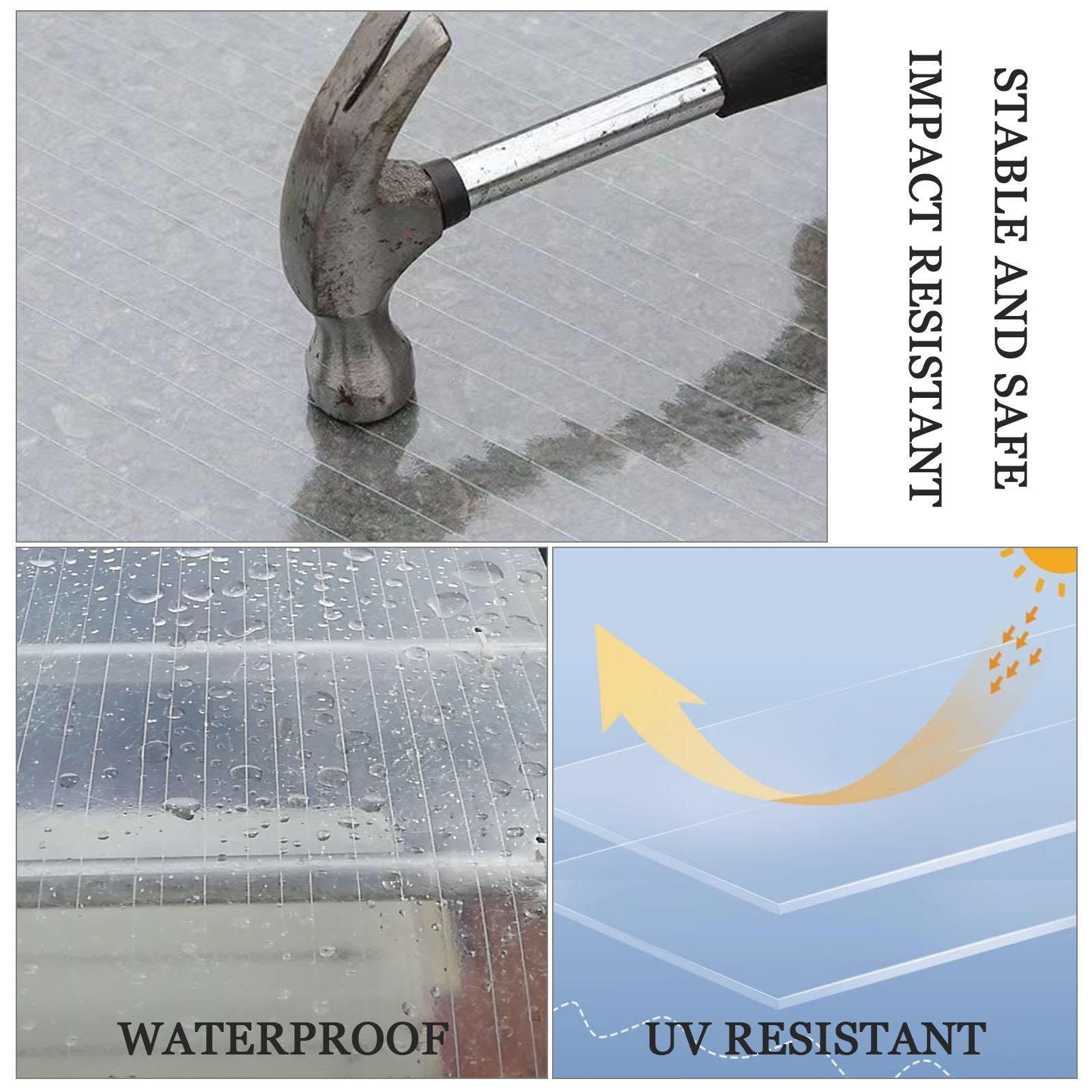 Láminas Para Techos,Placas De Policarbonato,Placas Para Invernaderos,Plancha De Fibra De Vidrio Para Toldo Marcos Fríos Jardín,Láminas De Policarbonato Para Tejados Anti-uv,WxL-0.8x9m/2.6*29.5ft