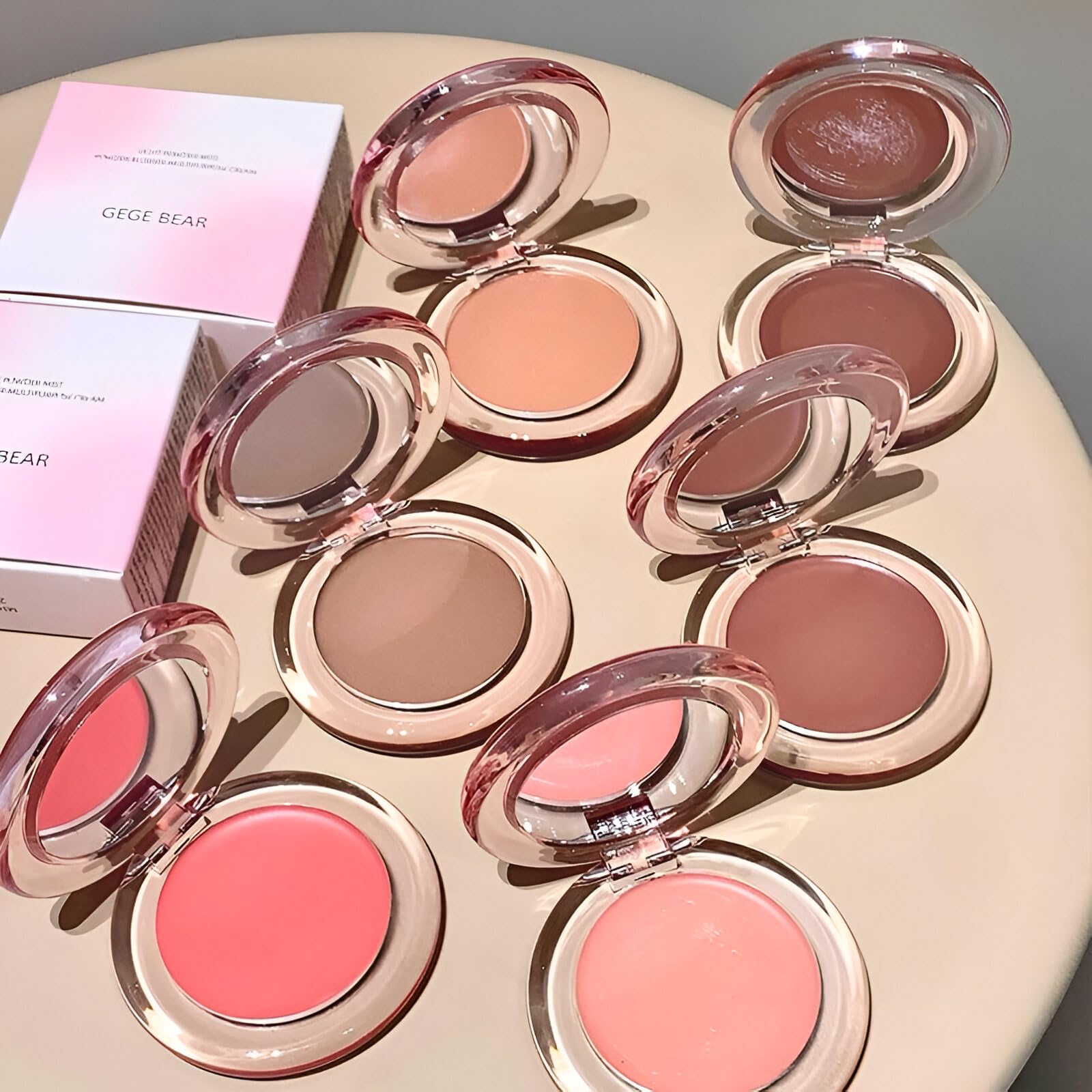 Gege Bear Blusher Multipurpose Cream | Contour Eyeshadow Highlight & Blush Functions | Buildable Coverage Formula | Silver Bow Aesthetic Packaging | Non-Cakey Cream Blush for Women & Teens | Long-Lasting Waterproof & Hydrating with Shea Butter (05# Almond Bitter Coffee, 4g)