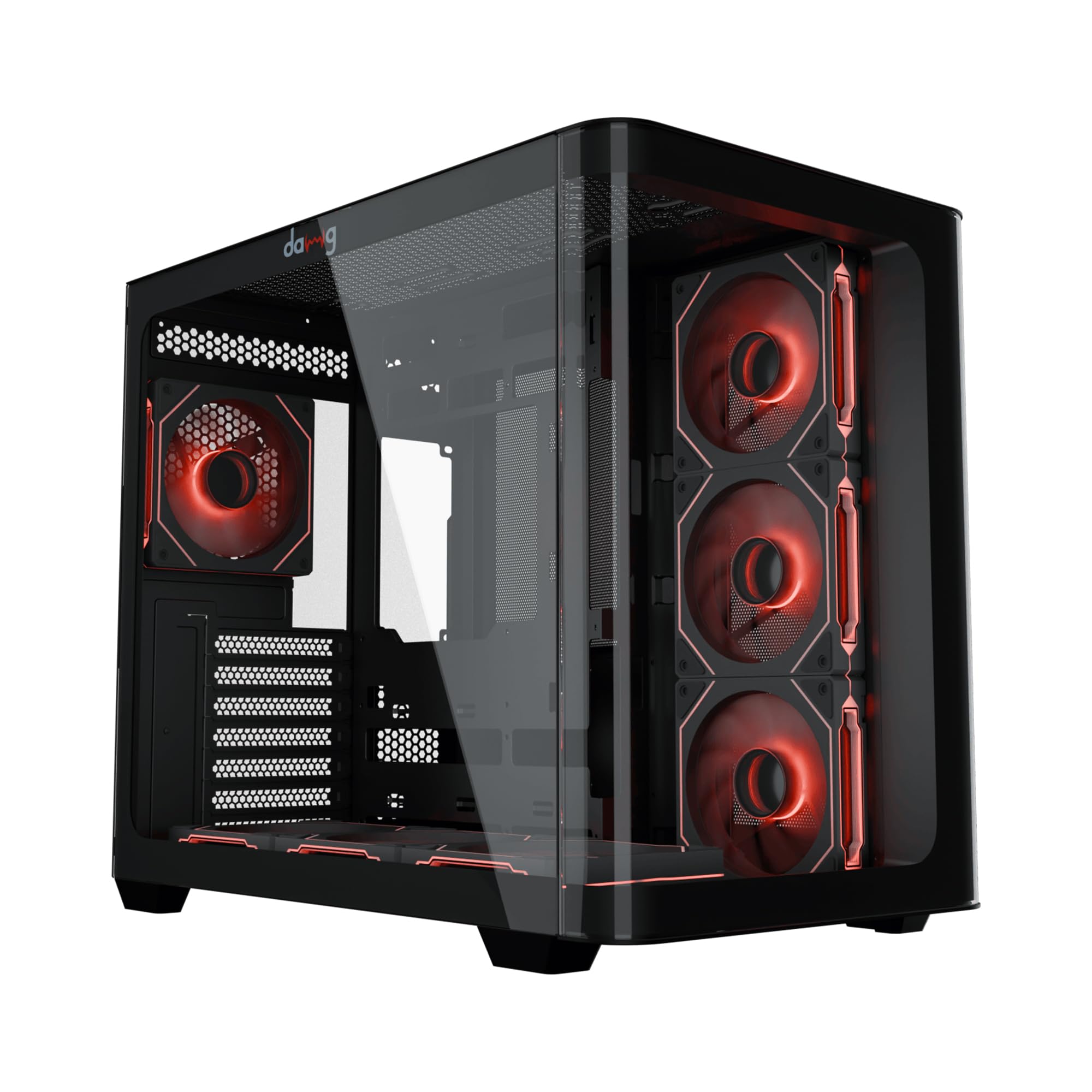 daWg Y' Series 820 Mid-Tower Curved Glass Gaming Cabinet/Case, Pre-Installed 7 Infinity Mirror Fans, Support AIO Upto 360mm, ATX, mATX, Mini ITX, ARGB, Dual Chamber, Magnetic Dust Filters (Black)-image-25