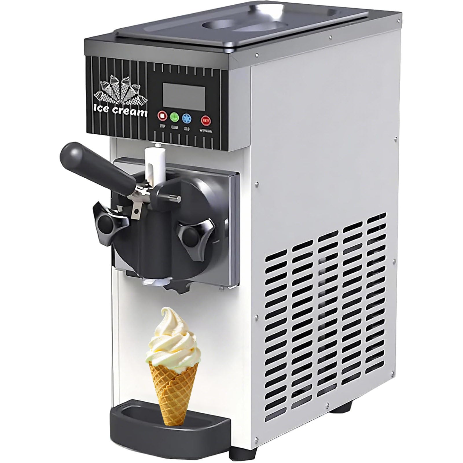 Machine à Glace à L'italienne Compacte De Table, Rendement De 4 à 5 litres par Heure, Portions De 80 G, Idéale pour Les Petites Entreprises Et Les Moments Conviviaux en Famille 110V-Cream