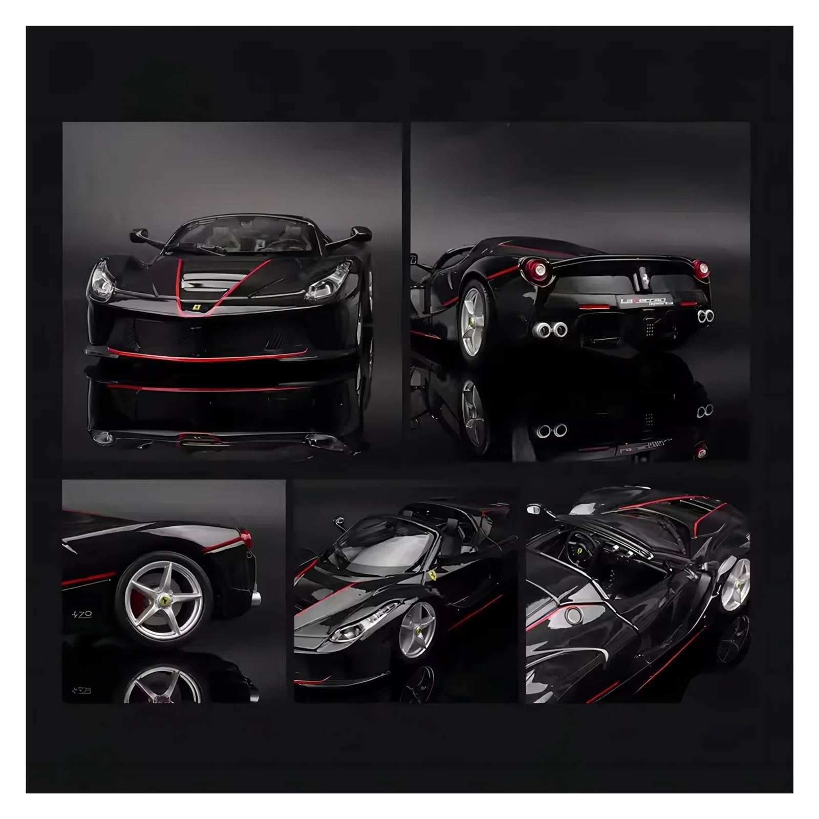 Metallo Scala Replica 1 24 Per Ferrari Laferrari Aperta Convertibile Sportiva Lega Veicolo Diecast Modello Auto Nero Rosso(Style 2)