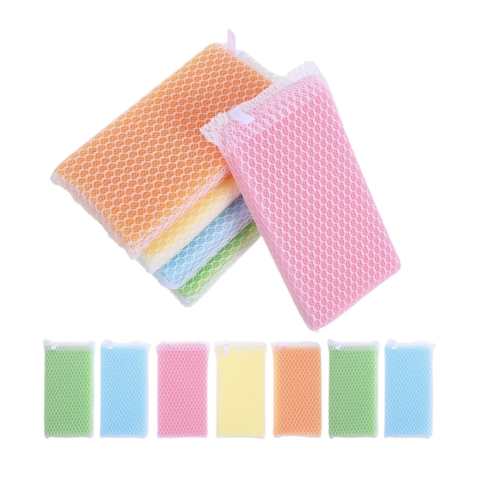 WZPTLKIBAD 30Pcs Kitchen Mesh Sponges, Absorbent Scrubber for Dishes