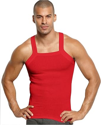 John Son Super Heavy Weight Square Cut Tank Top - 2 Pack 3XL, Red