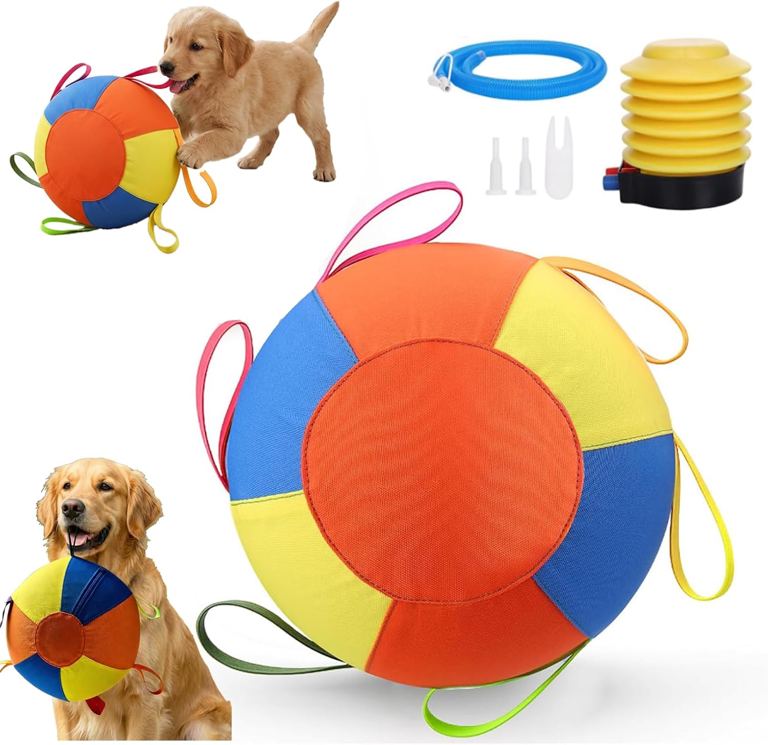 Herding Ball for Dogs with Handles, Interactive Calming Jumbo Dog Ball, Durable PVC with Polyester Cover, Outdoor Exercise Training Dog Toy for Boredom Chewing, Multi Size