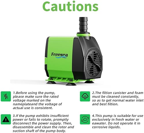 Miniatura 7 de FREESEA Bomba de agua sumergible de fuente Bomba de acuario ajustable de 10 vatios y 160 GPH con luz LED Tubo de 3.3 pies para estanque al aire