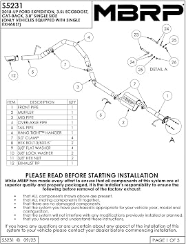 MBRP 18-21 Ford Expedition 3.5L EcoBoost Aluminized Steel 3in Cat-Back - Single Side