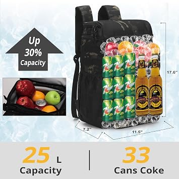 Tactical Cooler Backpack, 25L Soft Insulated Cool Bag for Camping