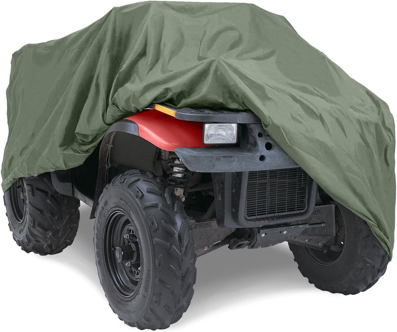Budge Sportsman ATV Cover, Heavy-Duty Waterproof Outdoor Protection with Breathable Polyester & Secure Elastic Hem, Fits ATVs up to 87 Inches, Olive Green