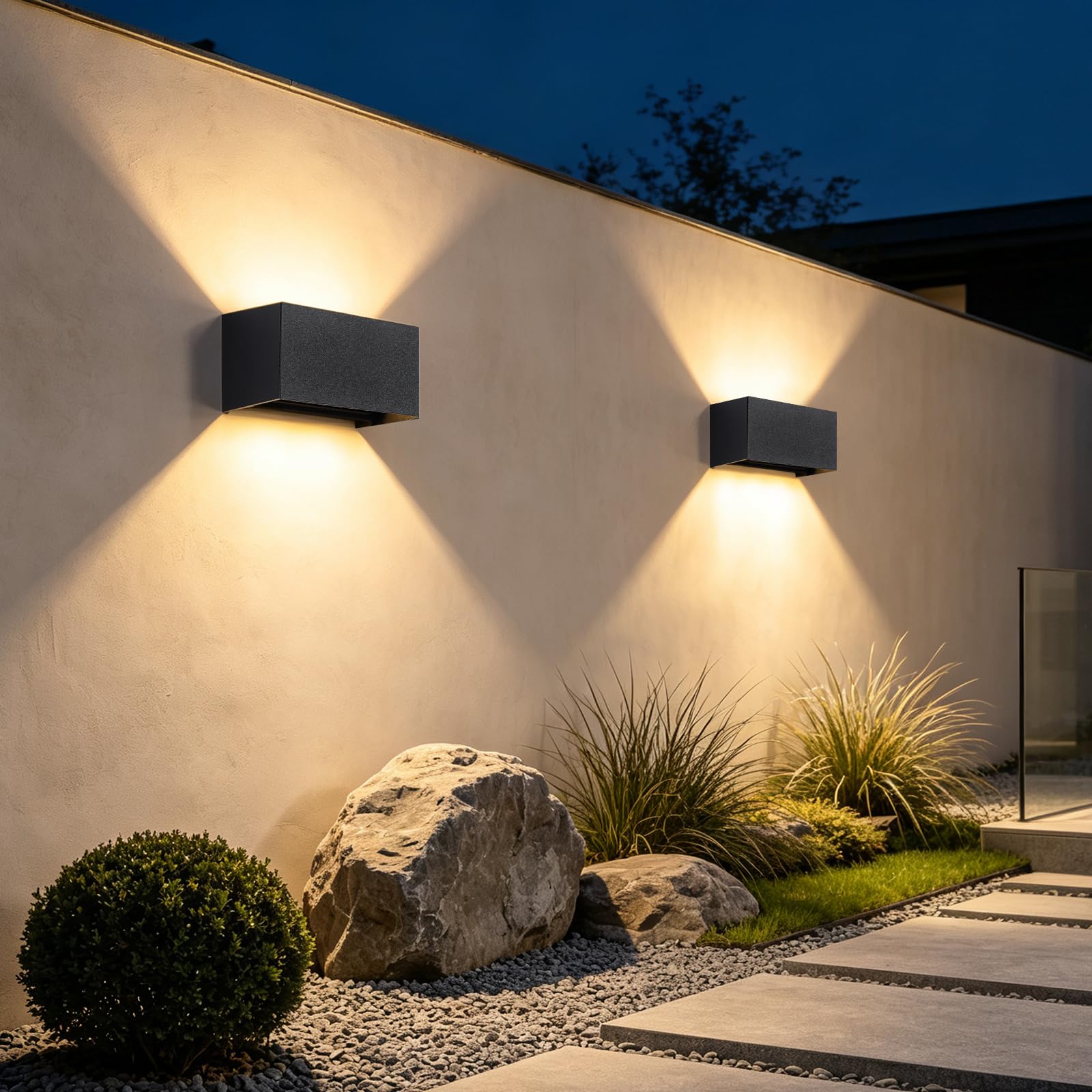 2 Pezzi Lampada da Parete Esterno/Interno con Lampadina G9 Sostituibile IP65 impermeabile Applique da Parete Esterne Alluminio Angolo del Fascio Regolabile Retangolo Nero, 3000K Luce Caldo