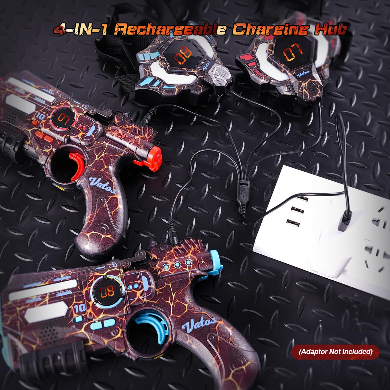 VATOS Laser Tag Ricaricabile 2 Giocatori - 2 Pistole e 2 sensori di Giacca completamente sincronizzati con i dati 2.4GHz - Giocattoli e idee di compleanno Laser Tag Gun per Bambini
