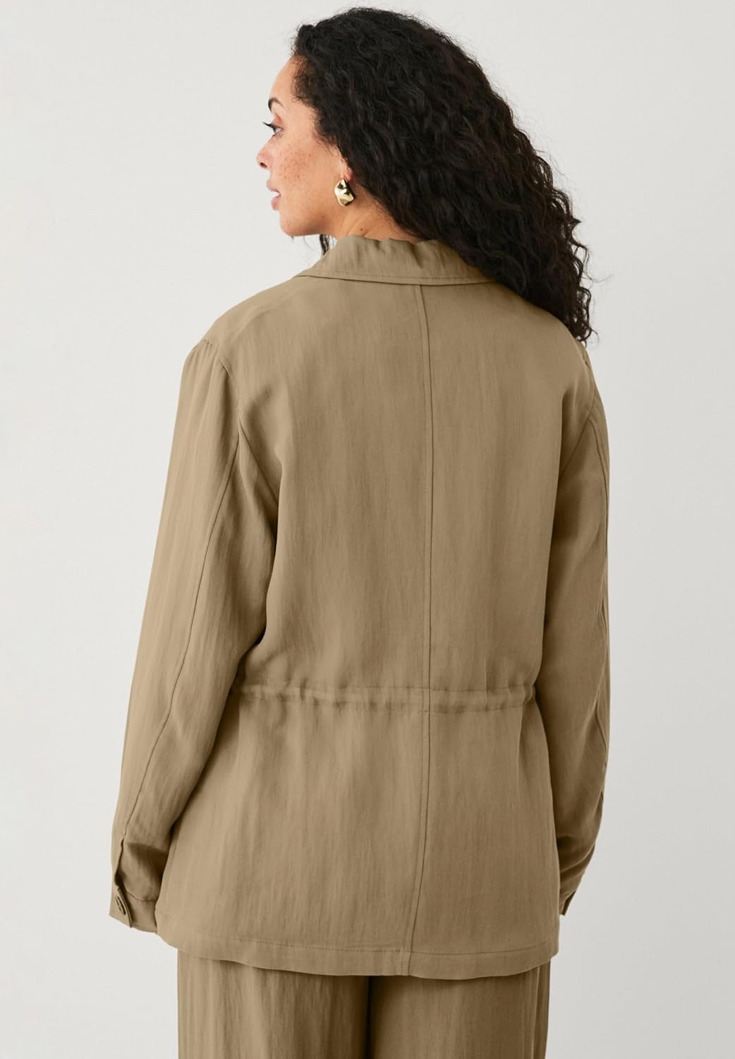 ellos Plus Size Adjustable Waist Button Front Jacket