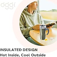 Vista 35 de Oggi Multigrip Stainless Steel Thermal Travel Mug - 16oz, with slide open lid for hot and cold beverages.