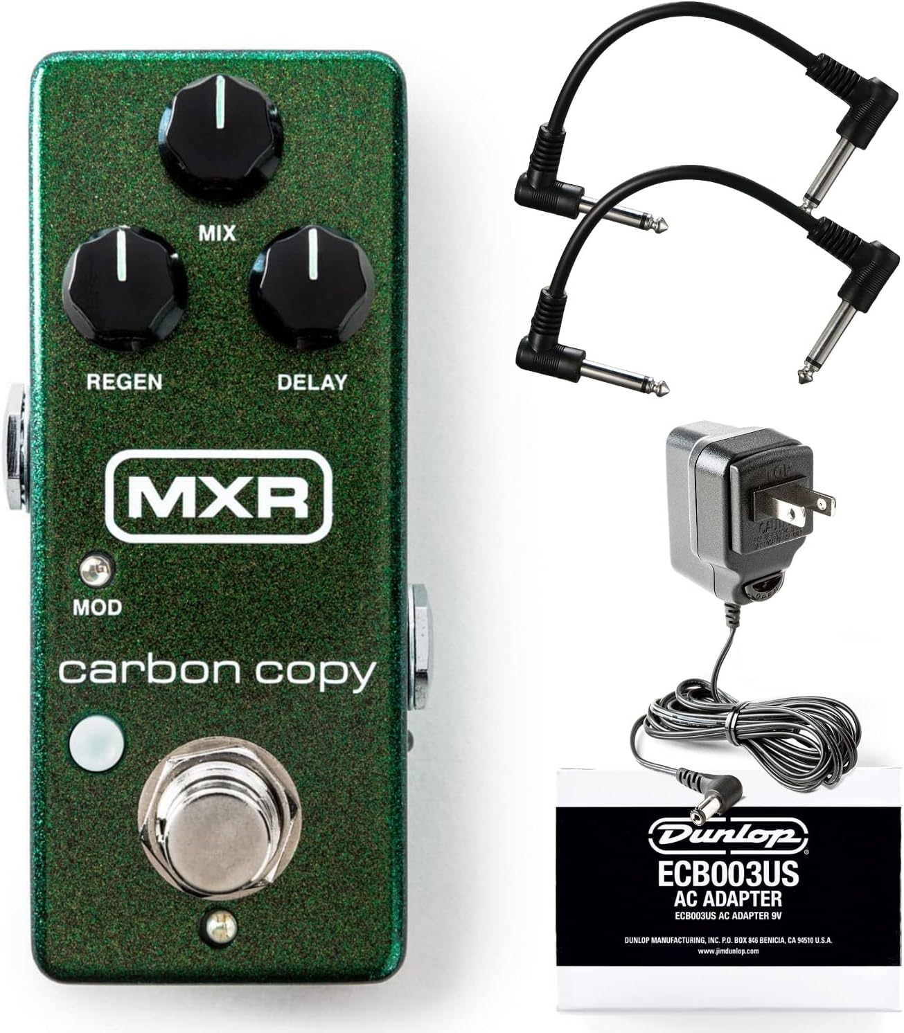 Briskdrop MXR M299 Carbon Copy Mini Analog Delay Bundle with 2 Patch Cables and Dunlop ECB003 Power Supply m299bundle 0