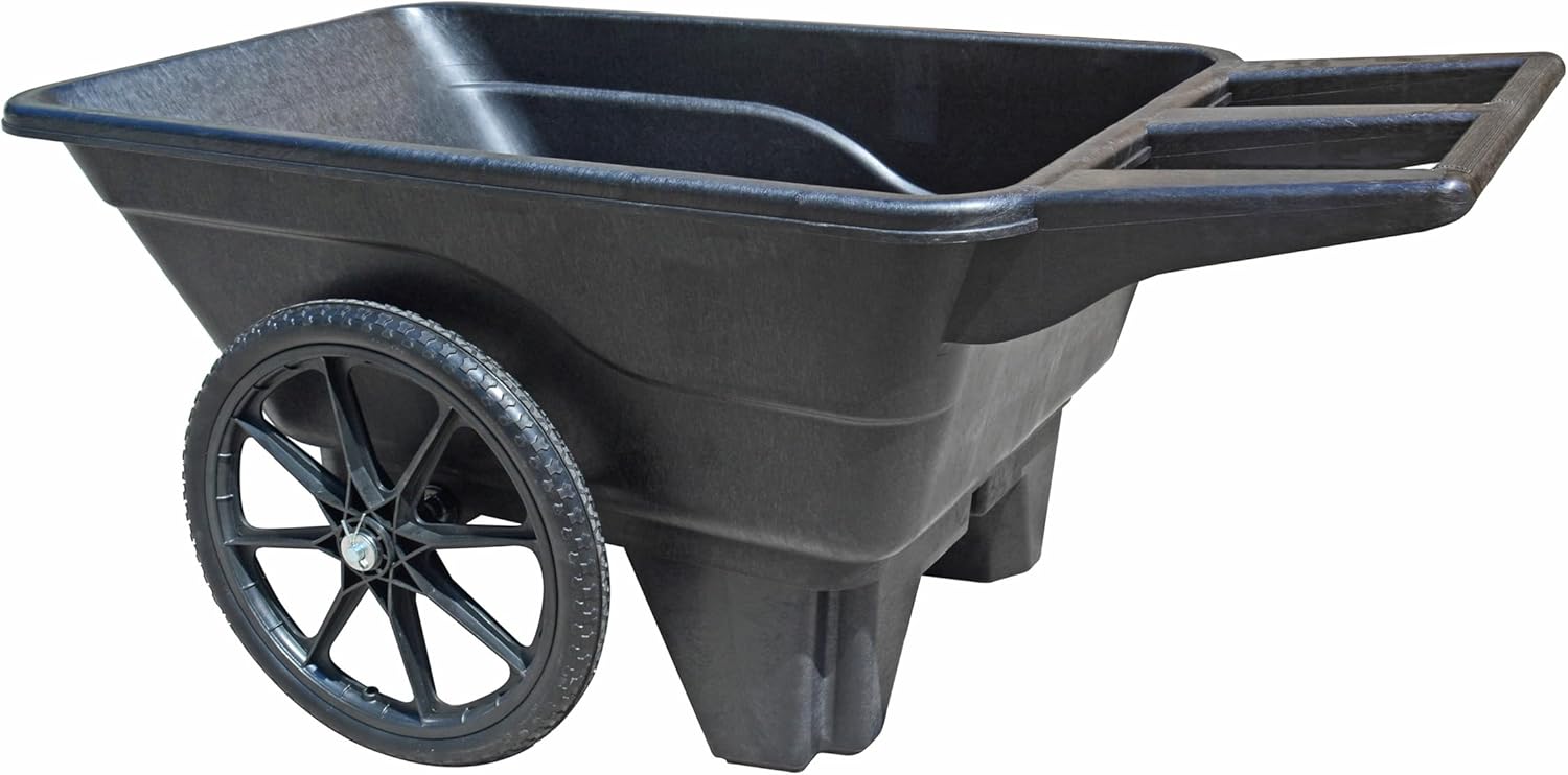 Heavy-Duty Wheelbarrow 7 1/2 Cu Ft,330 Lbs Load Capacity, Structural Foam HDPE,All-Weather, Dump Wagon,Yardwork/Landscaping/DIY Projects, Durable/Weather Resistant, Black