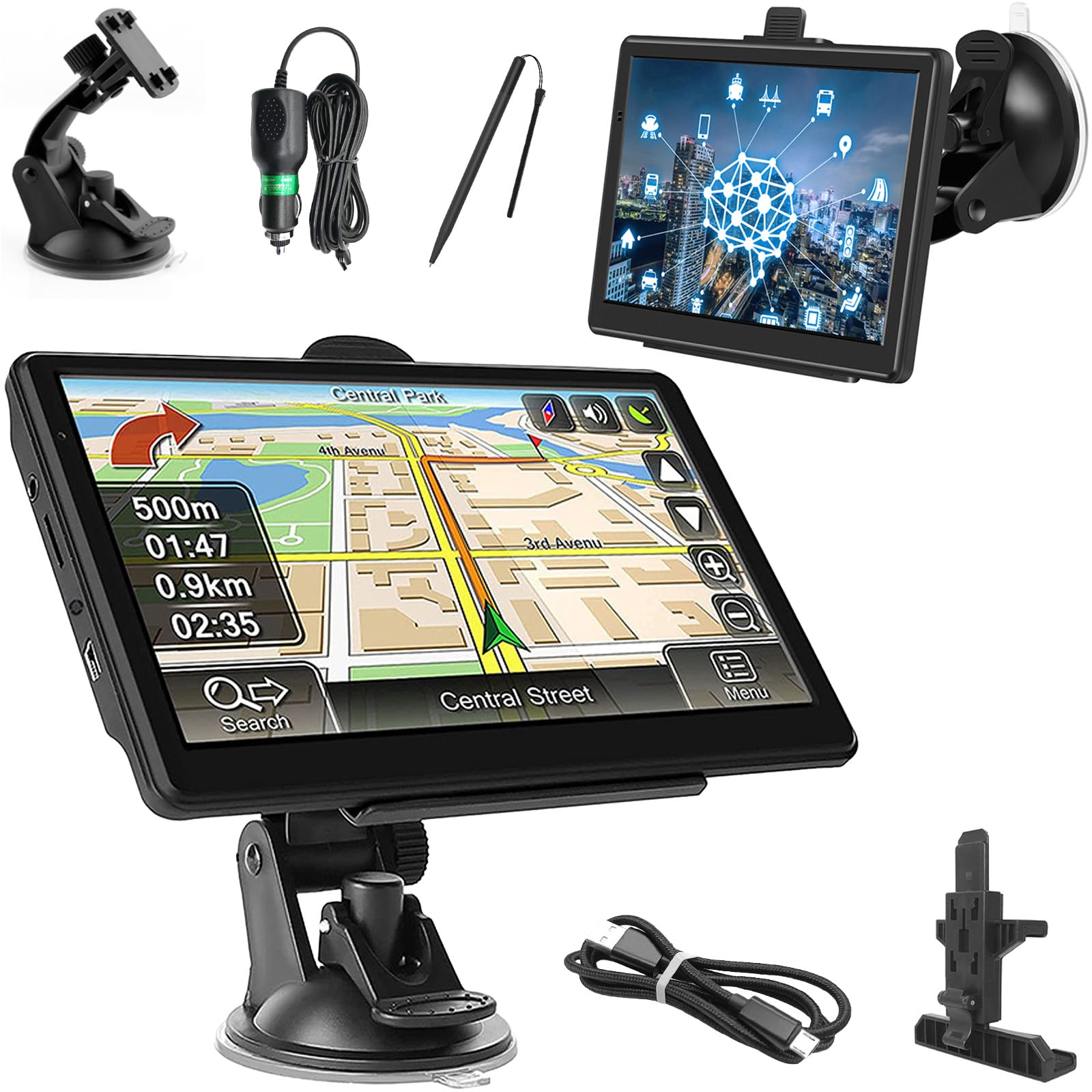 7 Inch GPS Navigator Sat Nav - 2025 Latest UK Map Sat Navs for