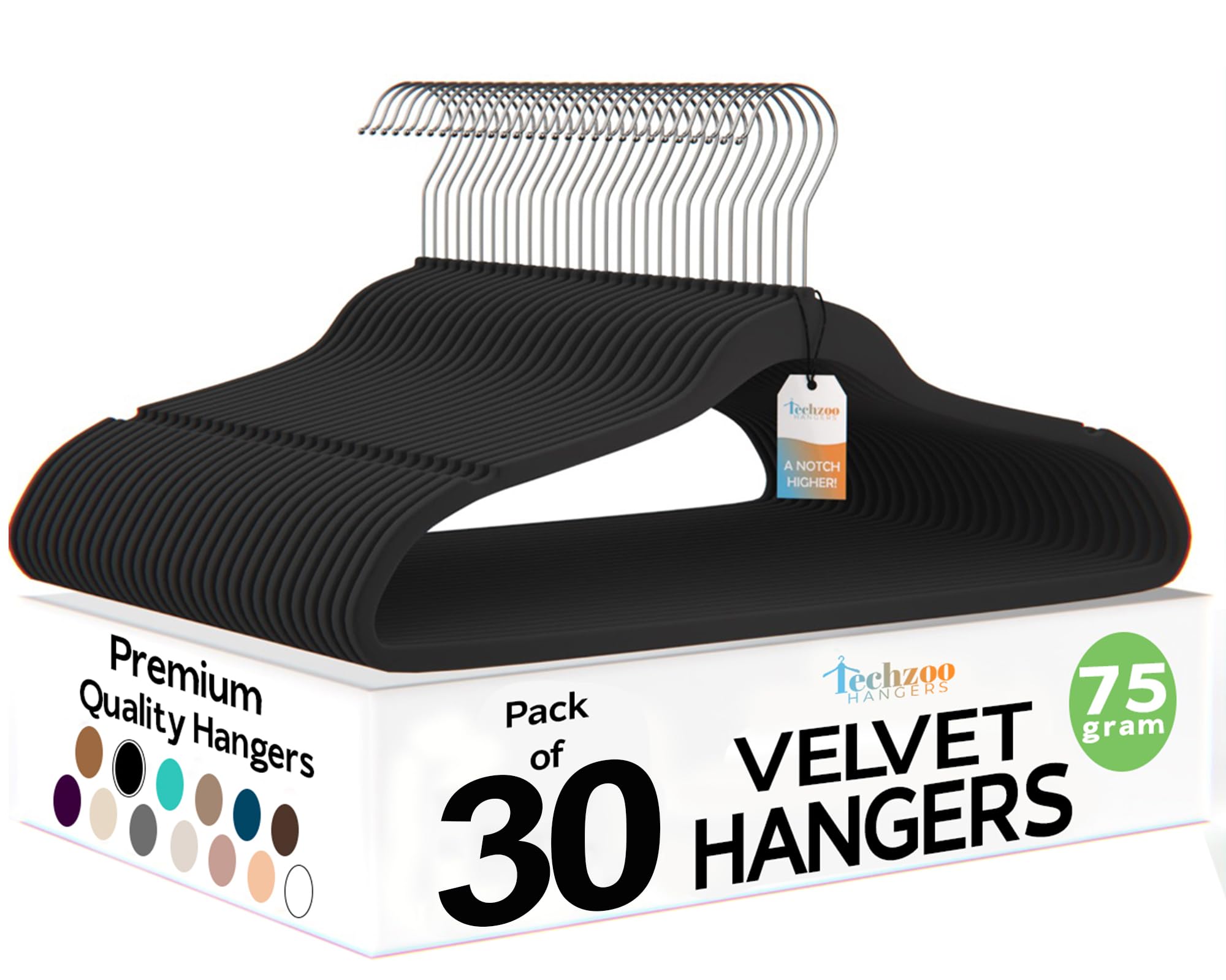 TechZoo Premium Velvet Hangers 30 Pack Ultra Thin Non Slip - clothing and closet storage | Mubboo