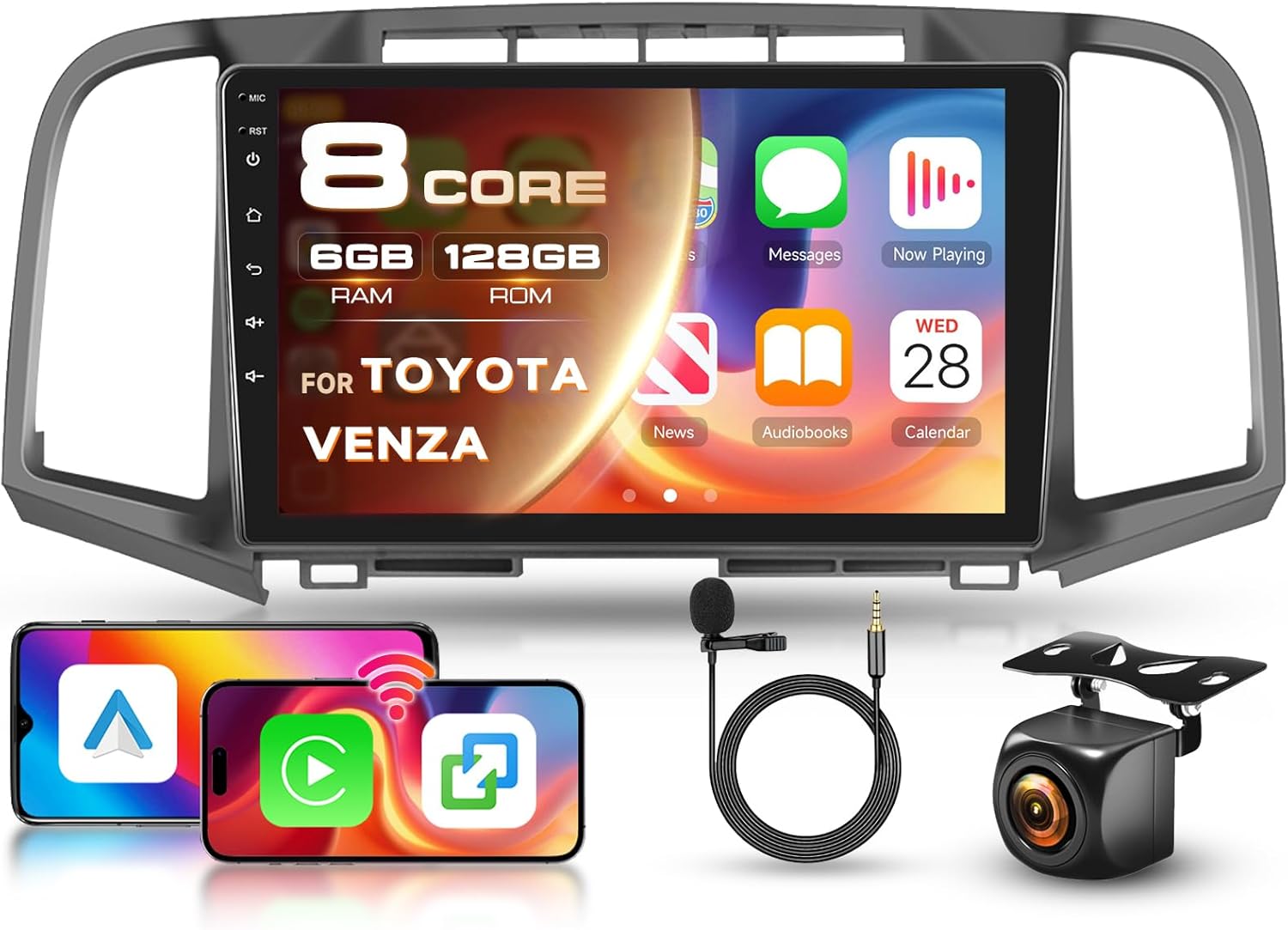 [ 8 Core 6G 128G] for Toyota Venza 2008-2016 Radio Android 9 Inch Touchscreen Wireless Carplay Android Auto, Driauto Car Stereo for Toyota Upgrade Bluetooth DSP GPS Navigation WiFi FM/RDS Backup Cam