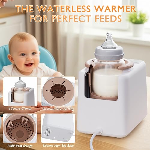 Miniatura 6 de Agitador y calentador de biberones sin agua, calentamiento rápido y mezcla automática para fórmula, temperatura ajustable, silencioso, fácil de