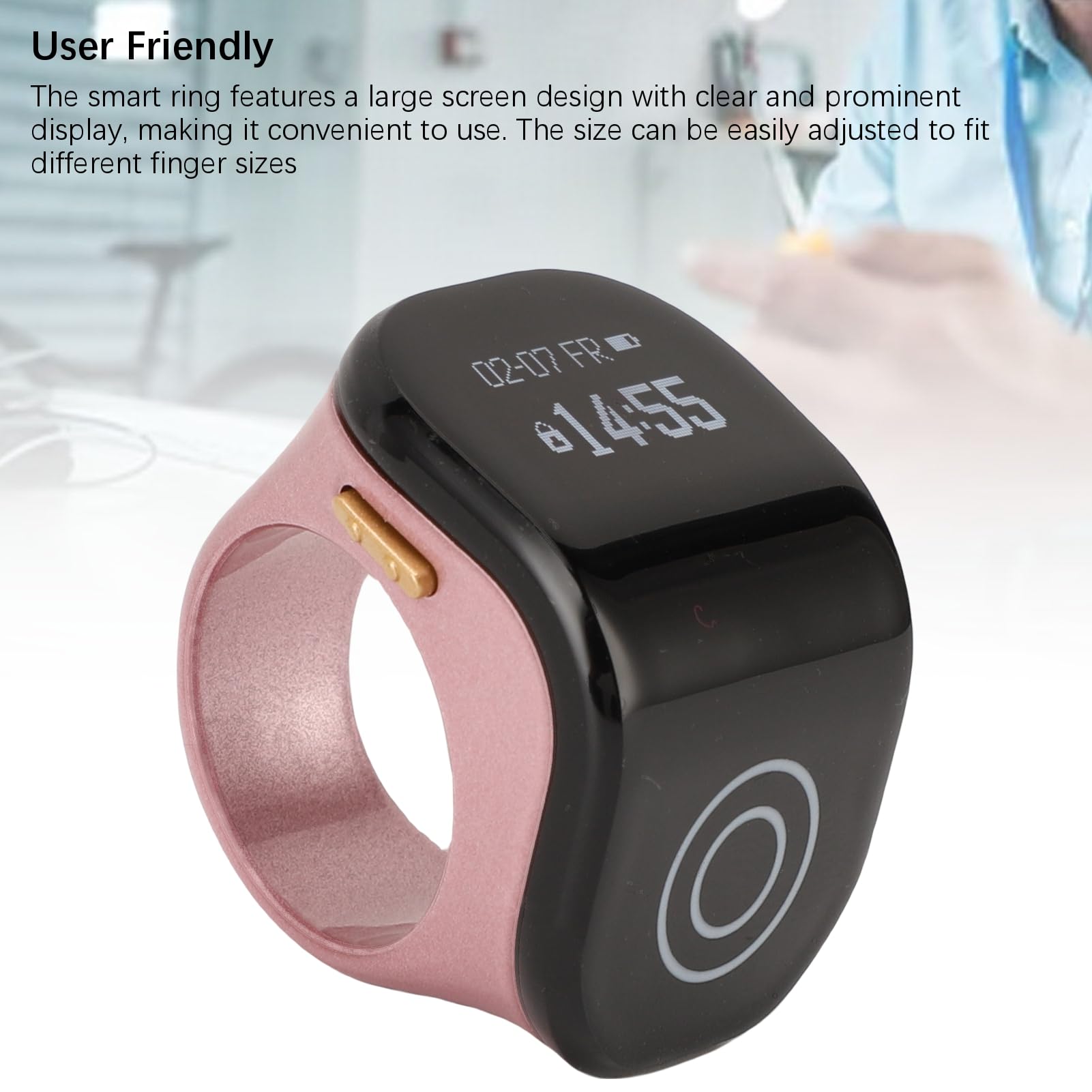 Anneau Smart Tasbih Zikr, Clear LCD Display Ring Dinger Counter Intelligent Touch Digital Counter Prayer Rappel (Or Rose)