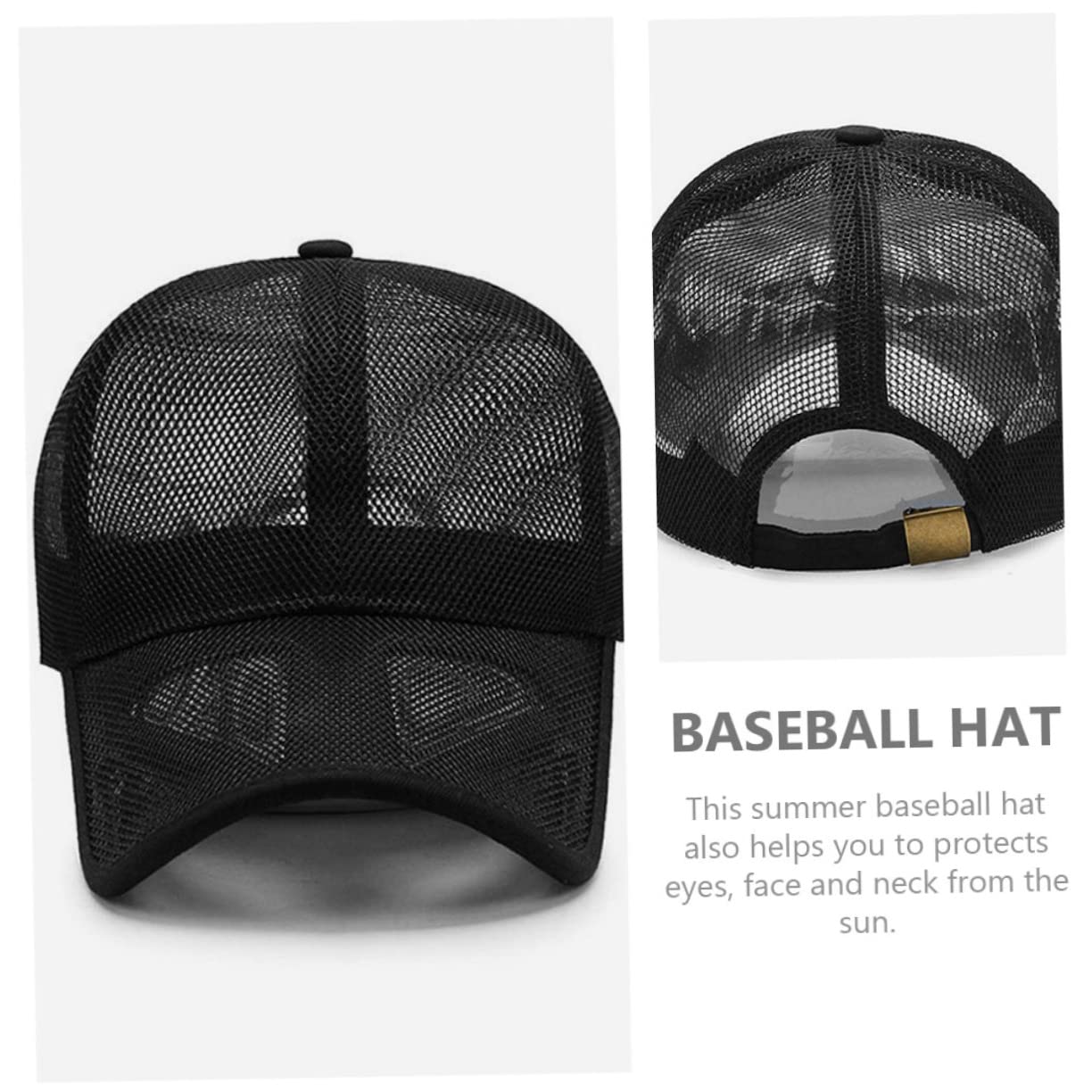 SHERCHPRY Gorra De Malla Transpirable Gorras De Visera para Adultos Gorras De Béisbol De Malla para Hombres Sombreros De Béisbol De Malla De Verano Gorra Deportiva Poliéster Black