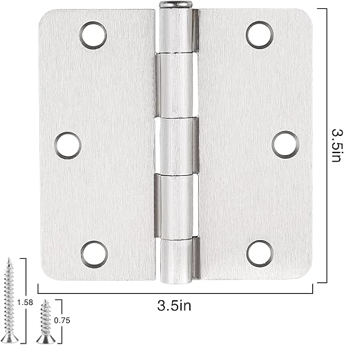 Miniatura 2 de Paquete de 24 bisagras de puerta de níquel cepillado para puertas, bisagras de puerta interior de 3 12, bisagras de níquel satinado de 3.5 x 3.5