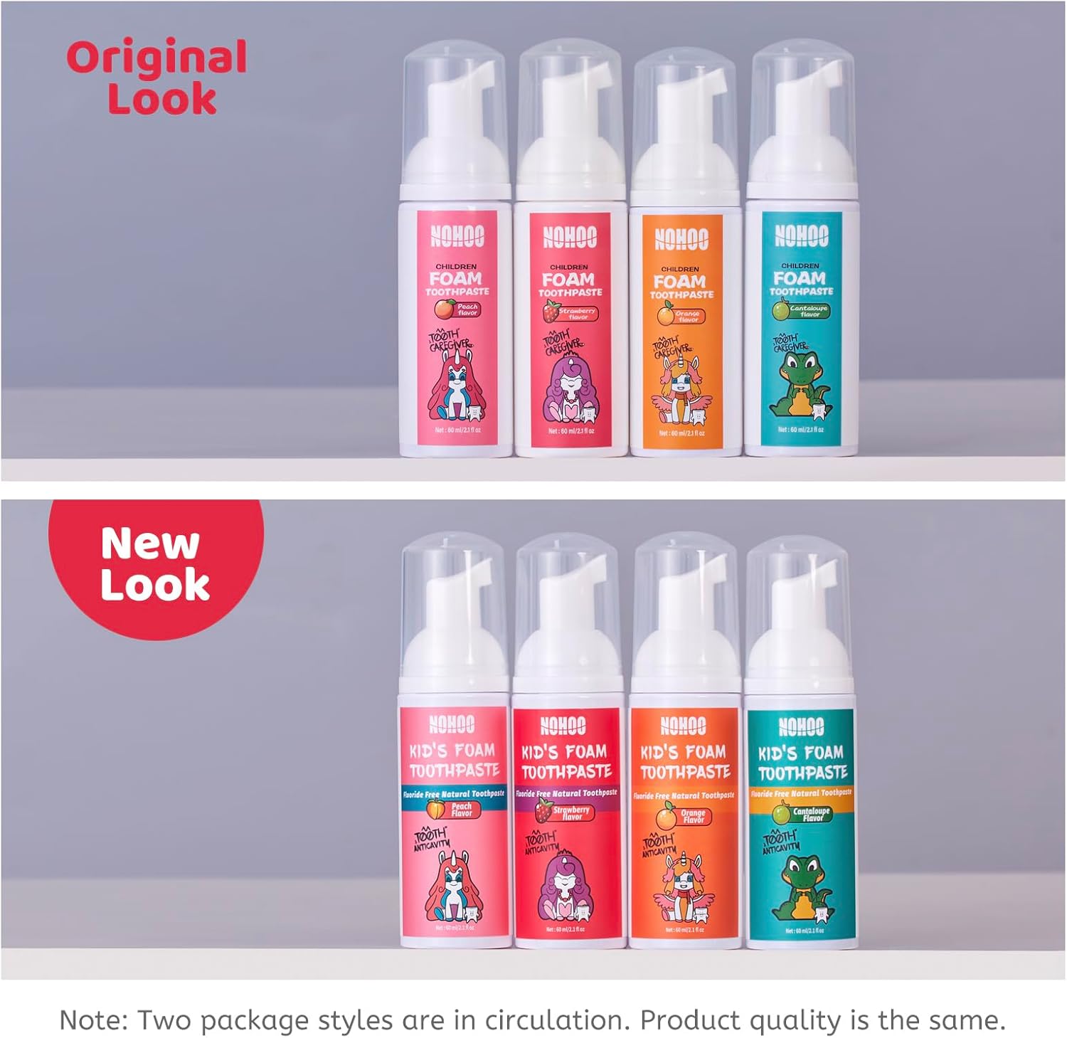 NOHOO Fluoride Free Foam Toothpaste Kids Fruit Flavour,Natural Training Toothpaste for Baby Toddler Children Oral Cleaning and Cavity Protection Strawberry Orange Peach Cantaloupe - Image 2