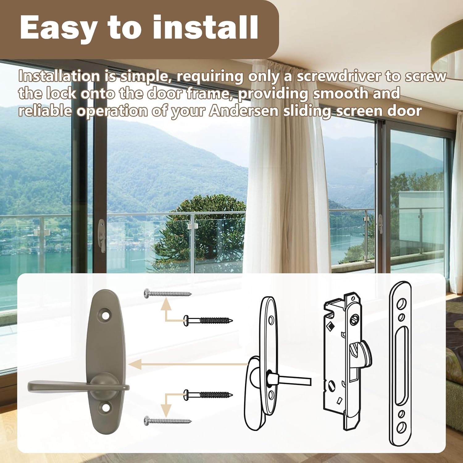 Gliding Door Thumb Latch Replacement for Andersen Sliding Glass Door Lock,Works with Andersen Narroline Gliding, Perma-Shield Gliding and Frenchwood Gliding Patio Door