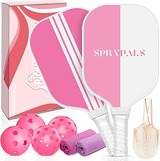 Pink Pickleball Paddles Set of 2,Fiberglass Surface USAPA Approved Pickleball Set of 2 with 4 Balls 2 Cooling Towels 1 Bag Pickleball Rackets for Beginner Pickle Ball Paddle for Women