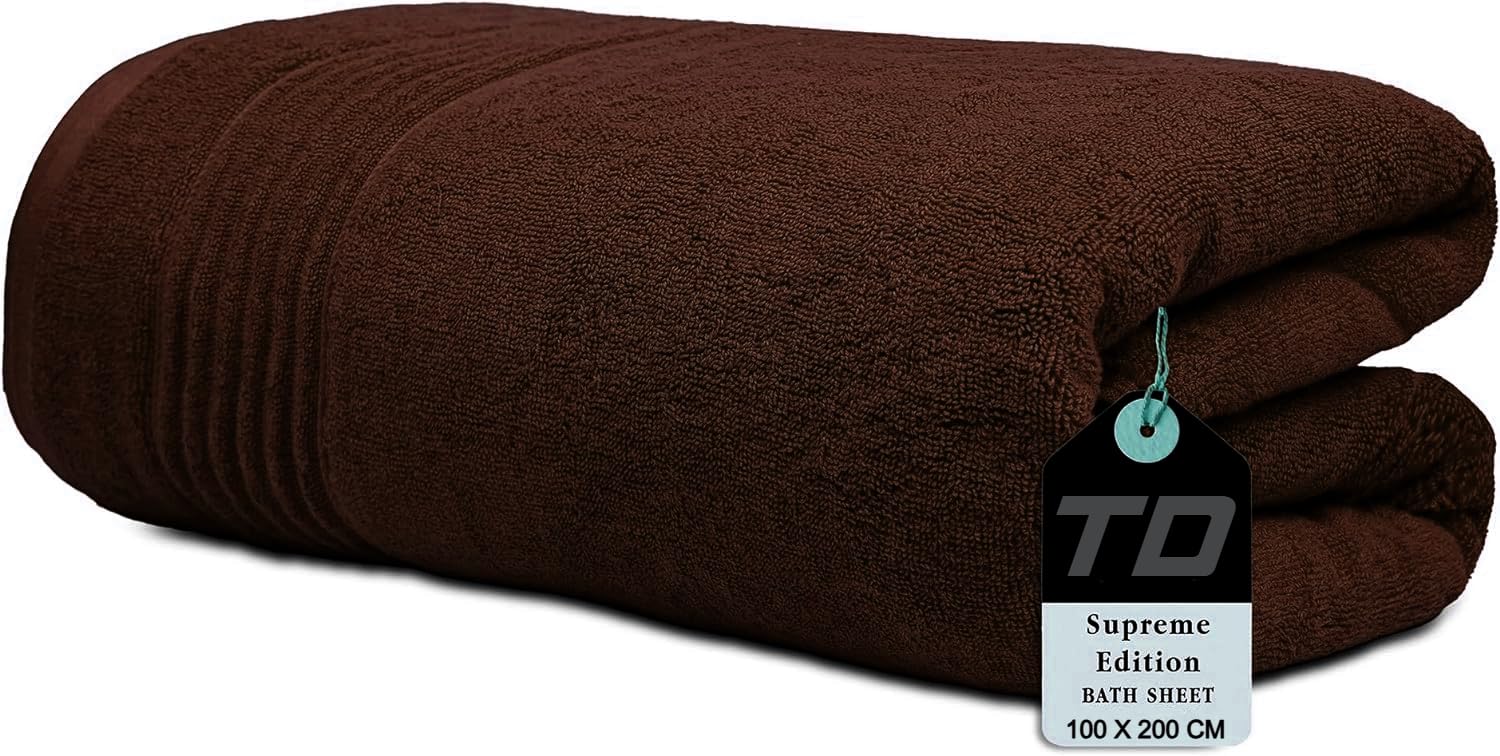 Textile Do Luxury Super Jumbo Bath Sheet (100 x 200 cm-700 GSM) 100% Egyptian Cotton Extra Lage Bath Sheet Towels (Cotton, Chocolate)