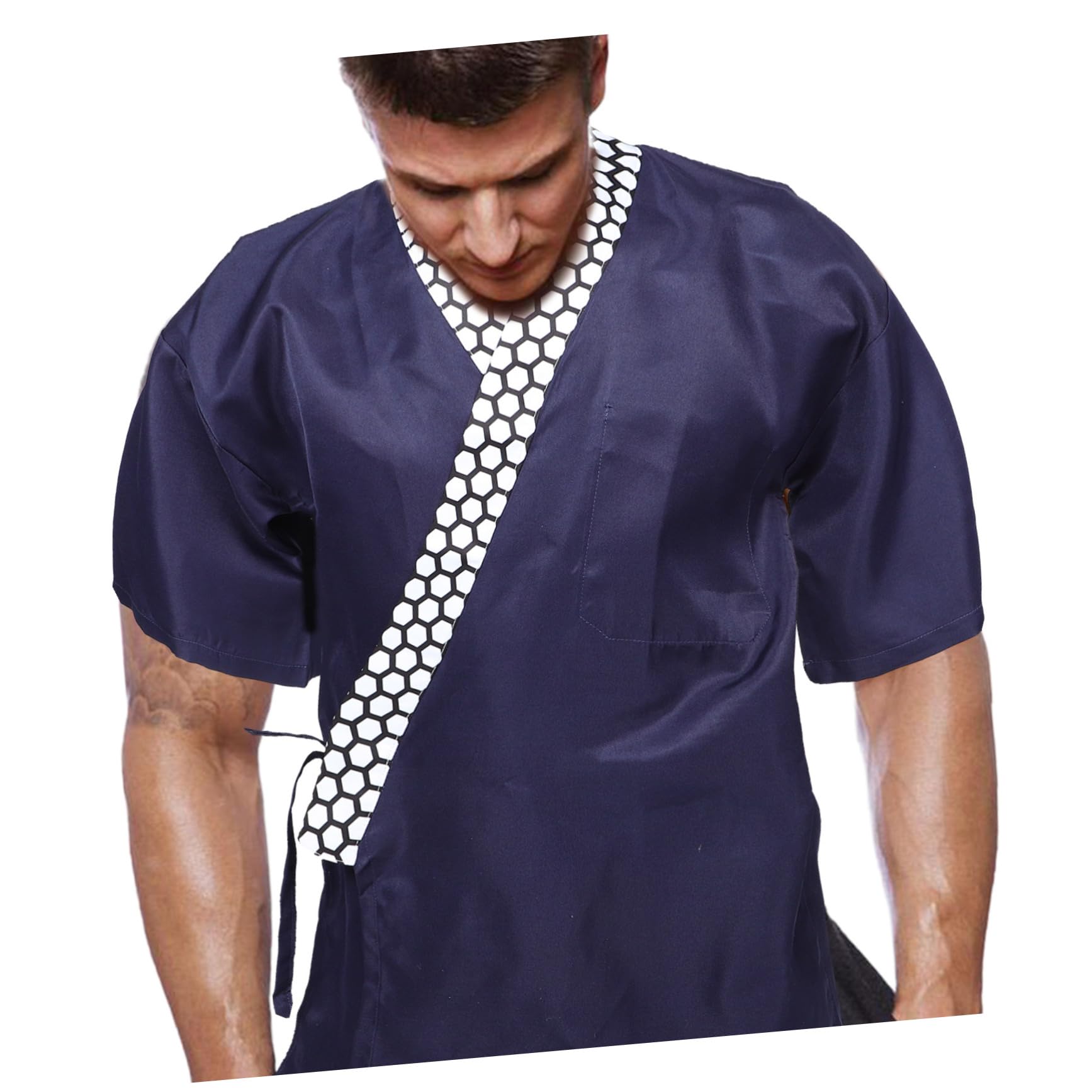 Didiseaon Ropa de Trabajo de Chef japonés Abrigo de Sushi Restaurante Kimono Chaqueta de Cocinero para Hombre Abrigo de Cocinero Abrigos de Chef para Hombres Mangas de Chef Fibra de Bambu