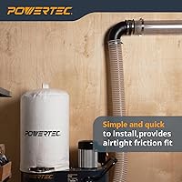 Vista 6 de POWERTEC 70105-P2 4 Pulg. Conector de Codo de 90 Grados - Conector de Ángulo Recto de Colector de Polvo de Plástico ABS