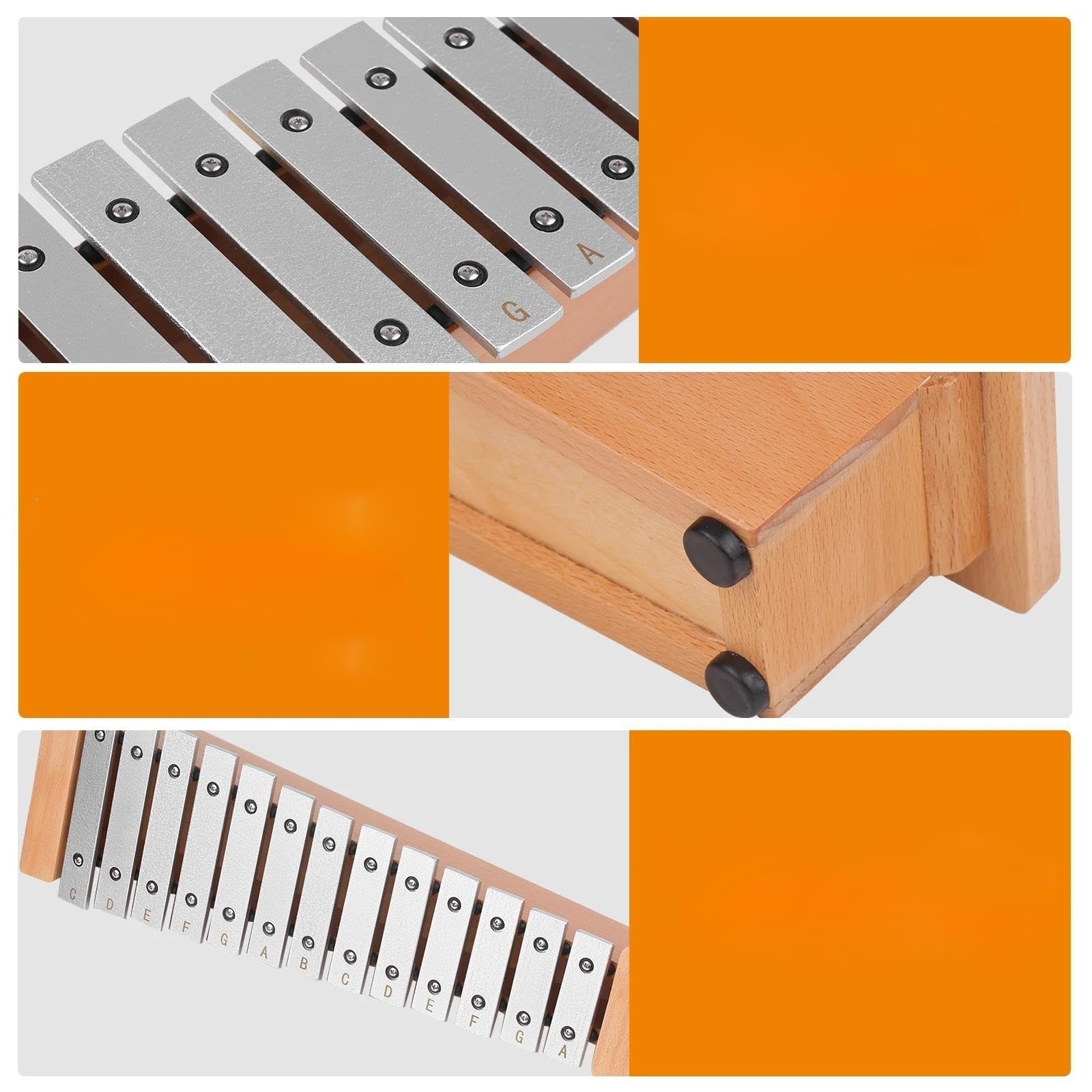 Instrumento Xilófono Xilófono De Piano Portátil De Aluminio Glockenspiel De 13 Notas Con Palos De Madera Instrumento De Percusión