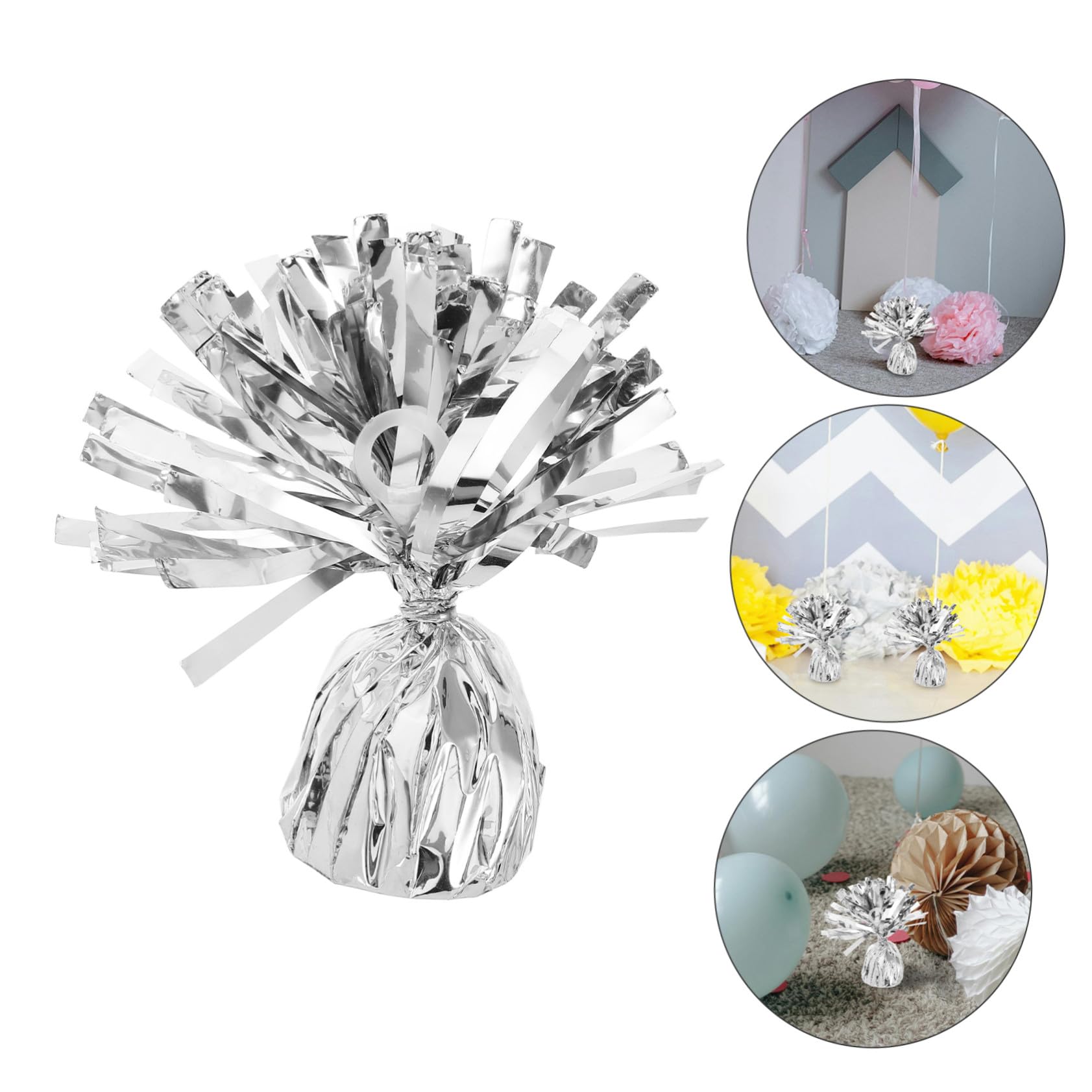 Silberne Zementballongewichte 6 Stück für Hochzeiten und Festivals | Pet und Zement, Elegante Optik, Leicht zu Verwenden, für Festtage und Langfristige Dekoration