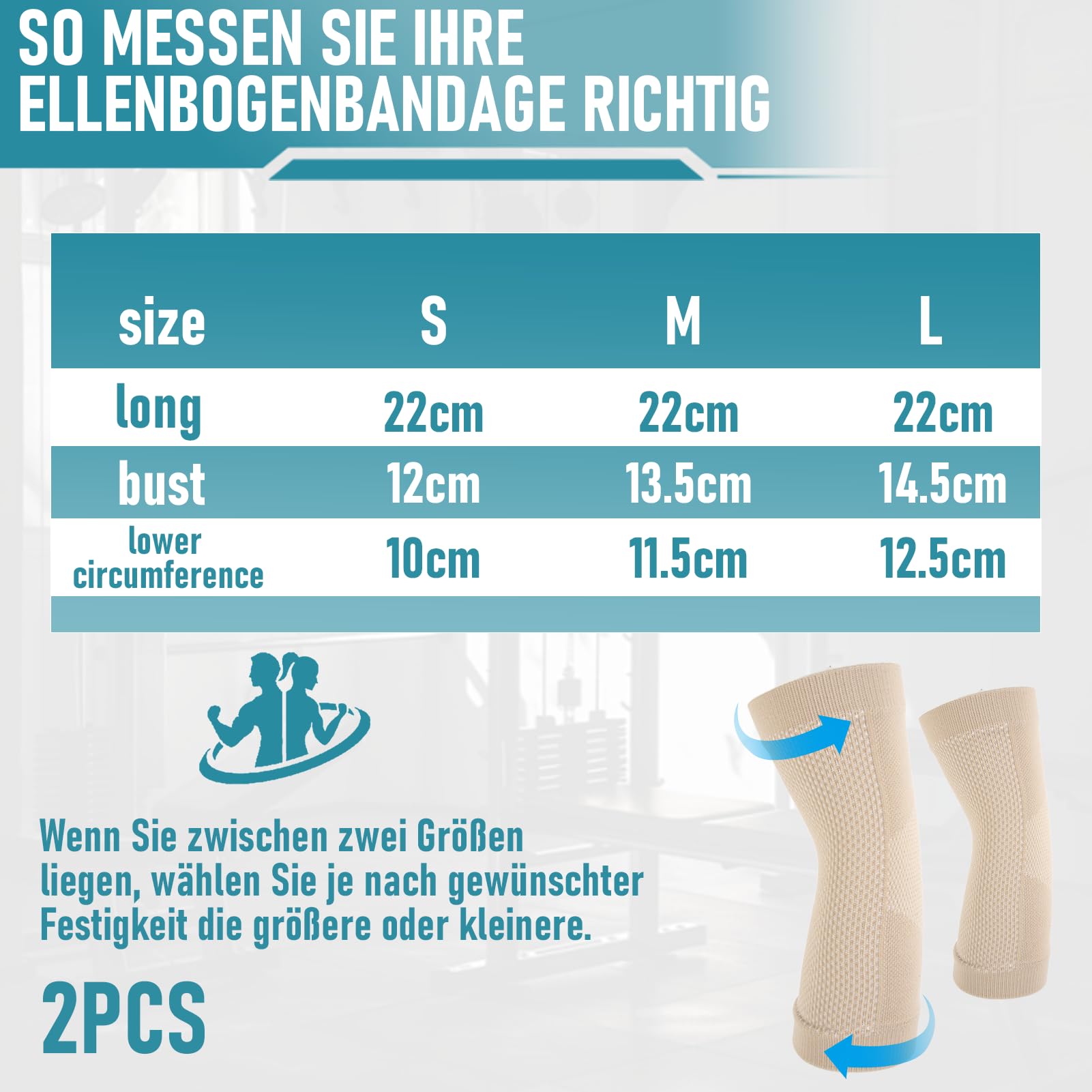 2 PCS Ellenbogenbandage, Kompression Ellenbogen Bandage, Ellenbogenschoner Damen Herren für Sport, Arthritis, Sehnenentzündung, Ellenbogen Sportverletzungen (Hautfarben, L)
