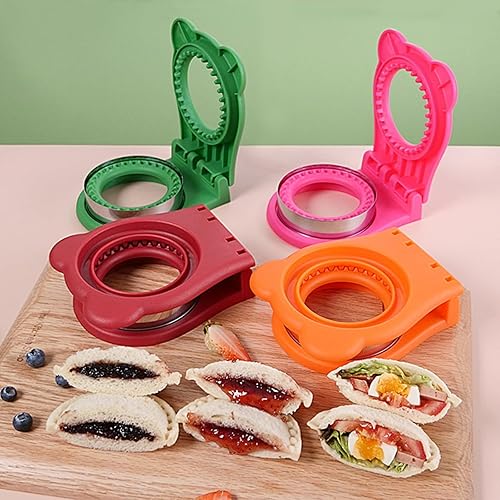 Miniatura 4 de Juego de cortador y sellador de sándwiches para niños, panqueques para sándwich y caja Bento (1, verde)