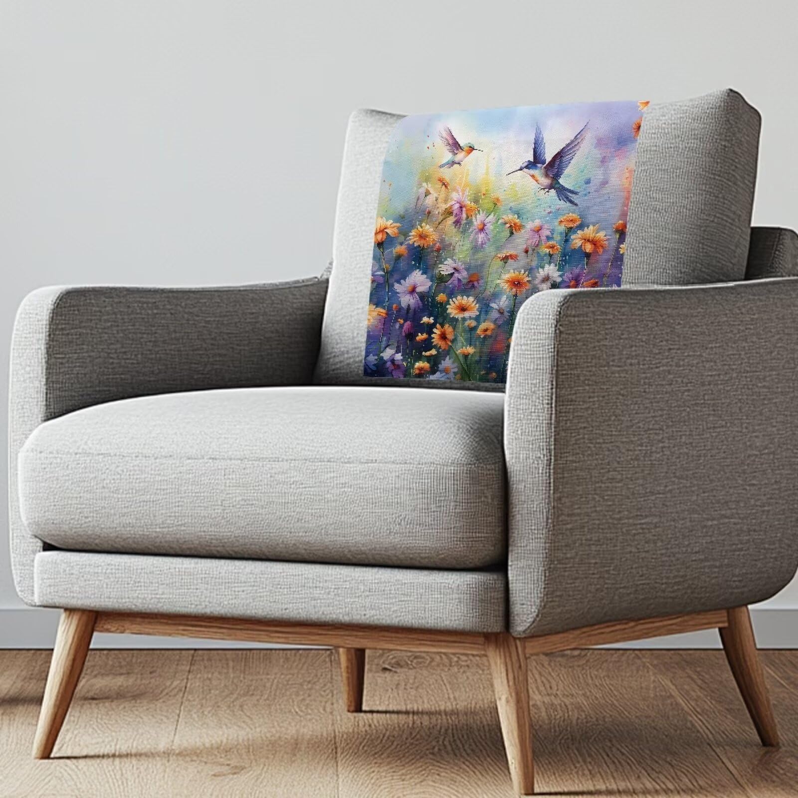 Talayituse Hummingbird Daisy Print 1 PC Recliner Headrest Cover for Recliners Non Slip Back Sofa Headrest Covers Headrest Cover for Furniture Couch Headrest Protector for Living Room