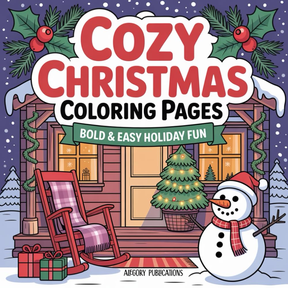 Cozy Christmas Coloring Pages: Bold and Easy Holiday Fun (Coloring Books for kids and adults)