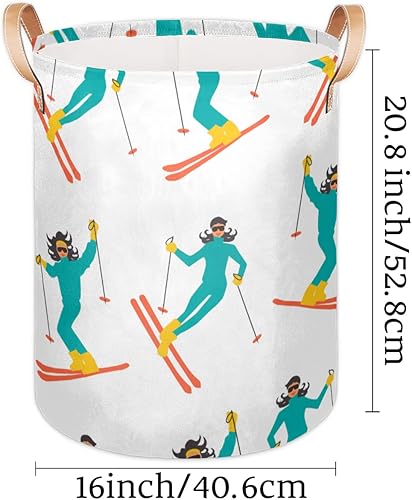 Miniatura 6 de Women Skiing 20.8" Tall Laundry Basket Hampers Foldable Laundry Storage Bin Cesta De Lavanderia Laundry Hamper Basket for Bathroom Bedroom Nursery