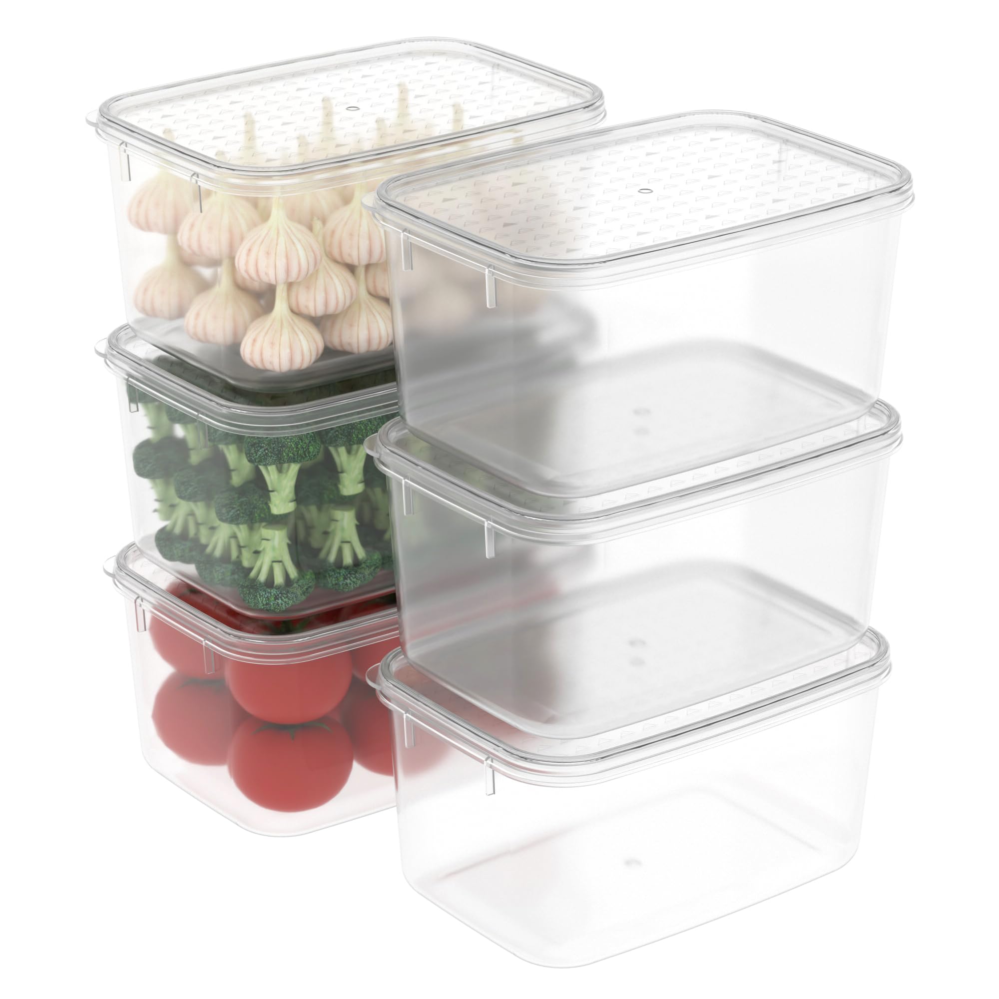 Cetomo 2.2L*6 Food Storage Container, Fridge Organizer with Lid, Plastic Refrigerator Organizers for Pantry and Fruits, BPA free, Freezer Safe, Microwave Safe, Durable, Food Grade, Clear, 2.2L-6 Pack — image 1