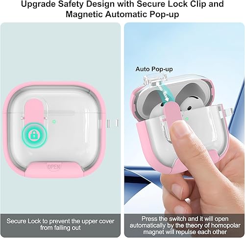 Miniatura 2 de for Airpods 4 Case Clear,Secure Lock for Airpods 4th Generation Case Cover with Phone Stand and Magsafe Function,Auto Pop-up,Hybrid Protection