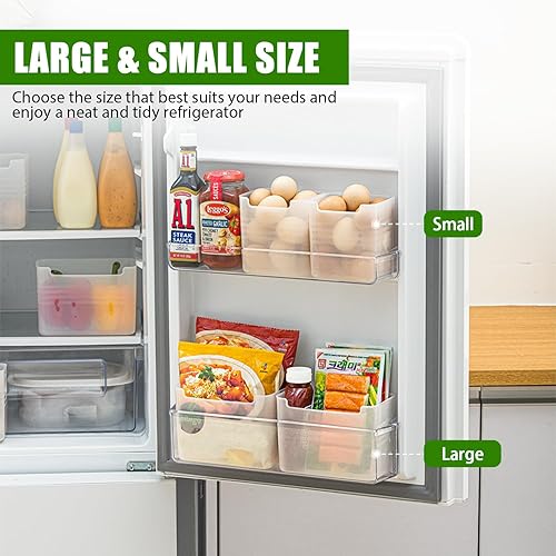 Miniatura 5 de Paquete de 3 cajas organizadoras de refrigerador, contenedores de plástico para almacenamiento de puerta lateral del refrigerador, contenedores