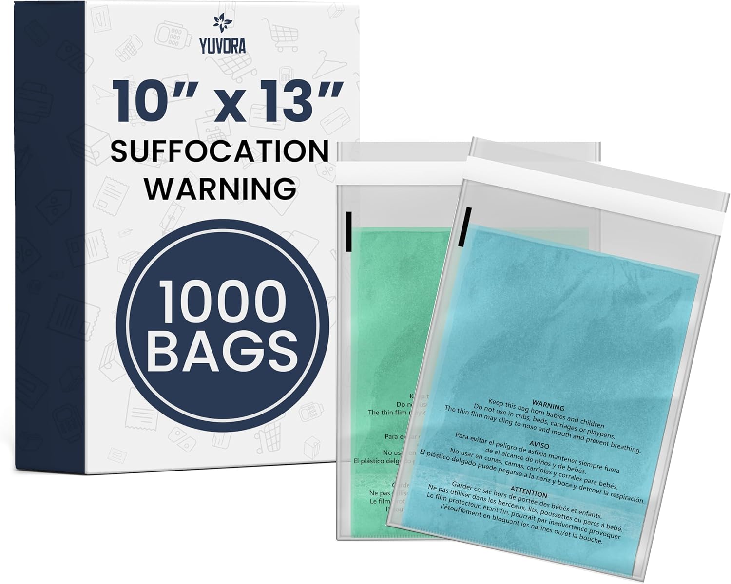 6 "x 9" Clear Poly Bags with Suffocation Warning, 500 Count – Resealable Packaging Bags with Permanent Seal for FBA, Clothes, Storage & Shipping – Transparent Plastic Bags for Packing