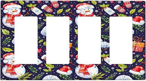 Miniatura 23 de Cubierta de interruptor de luz dúplex de 1 banda, cubierta decorativa de Navidad con copos de nieve rojos, placa frontal decorativa para cocina