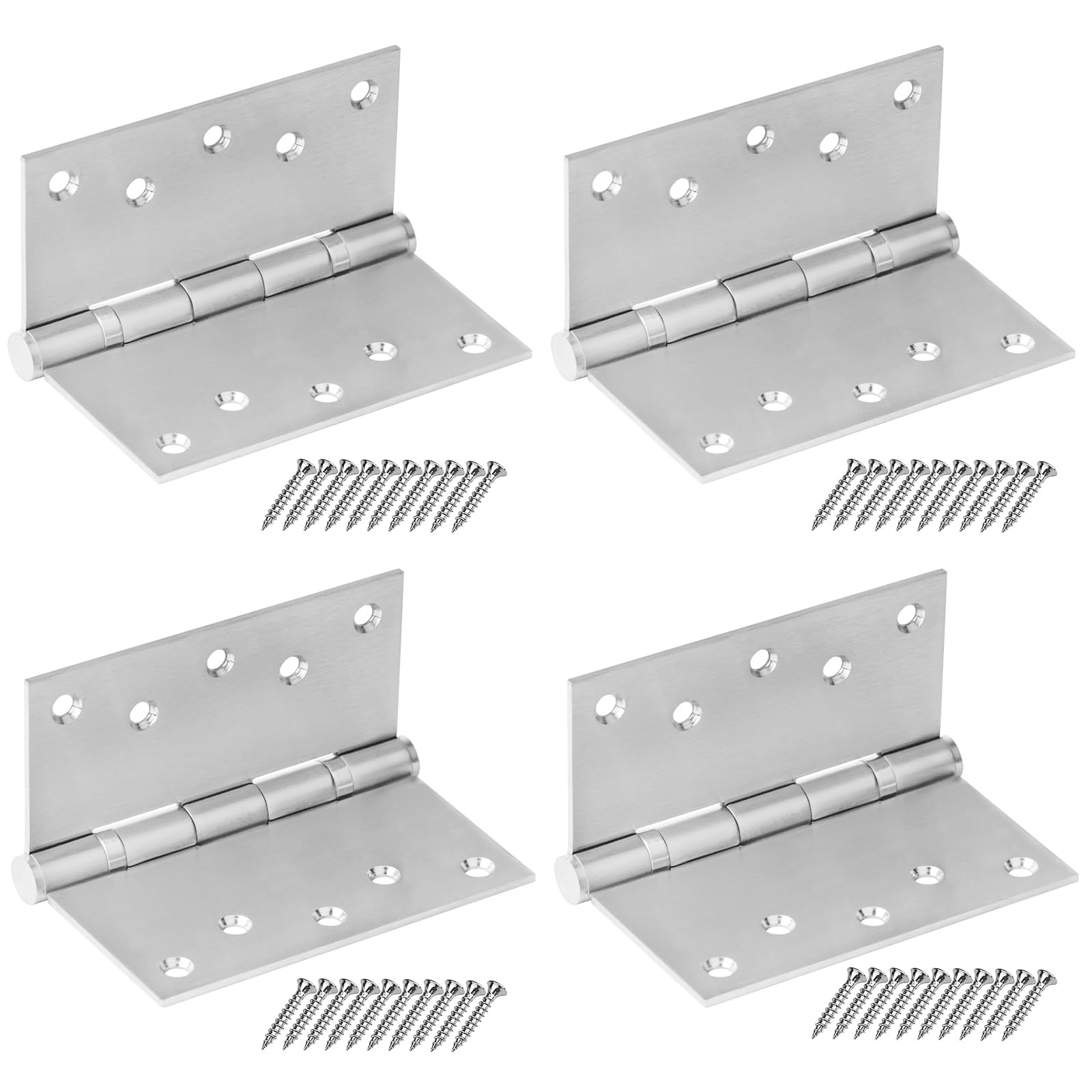 4 Pack 5-1/8" x 5" Square Door Hinges, Stainless Steel Ball Bearing Butt Hinges