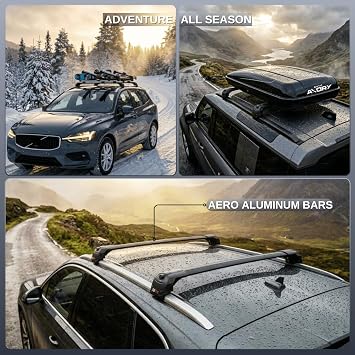 Roof Rack Cross Bars, Black Aluminium, 2 Bars