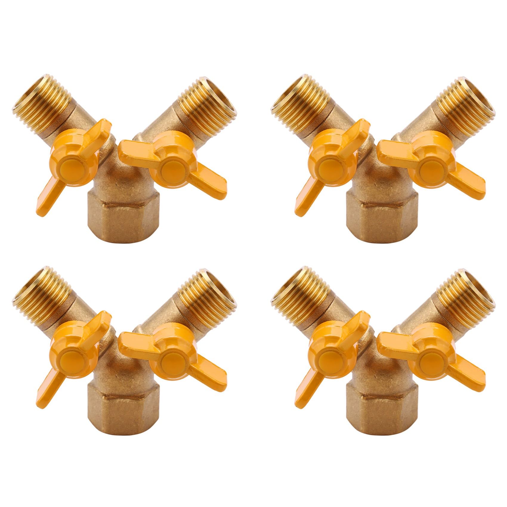 Ctrlzs 4X 2 Way 1/2 Inch Faucet Adapter Outside Garden Irrigation Tap Adapter And Hose Divider